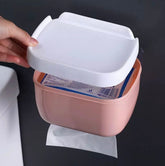Wall Mounted Toilet Roll Holder With Shelf Storage Rack, Toilet Tissue Box, Punch-free Toilet Paper Holder Box, Waterproof Storage Toilet Paper Storage Rack
